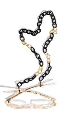 Diane Taylor Luxe Collection Black Acetate and Gold Plate Link